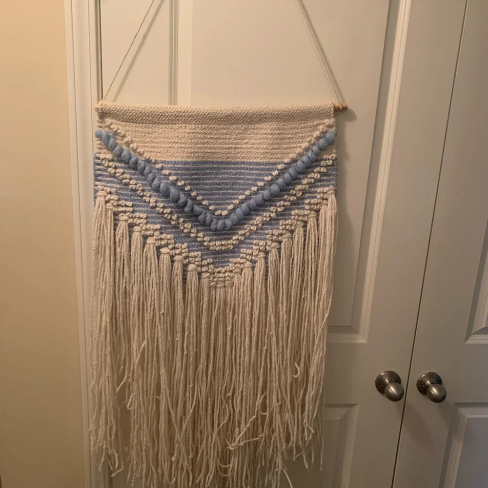Blue and Cream Tapestry Wall Hanging